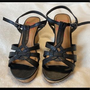 Black strap on wedges